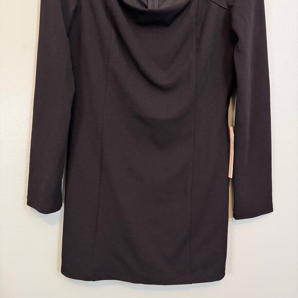 Aqua Mini Bodycon Dress L Black Evening Party Cocktail Cut Out Long Sleeves NWT - Picture 6 of 9